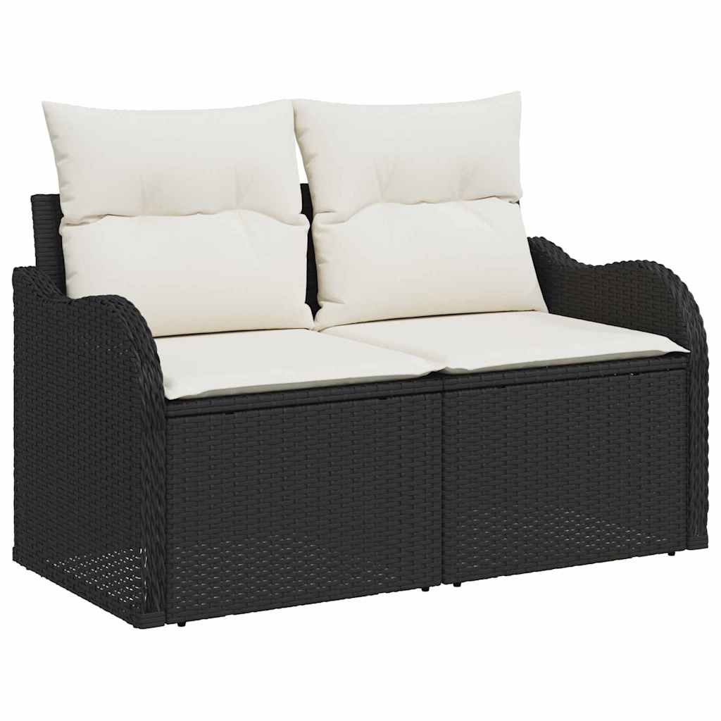 Gartensofa mit Kissen Schwarz 121 x 62 x 69cm Poly-Rattan